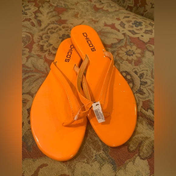 Go Vols! Lol! NWT Orange Chico’s flip flops size 7 - Picture 4 of 11